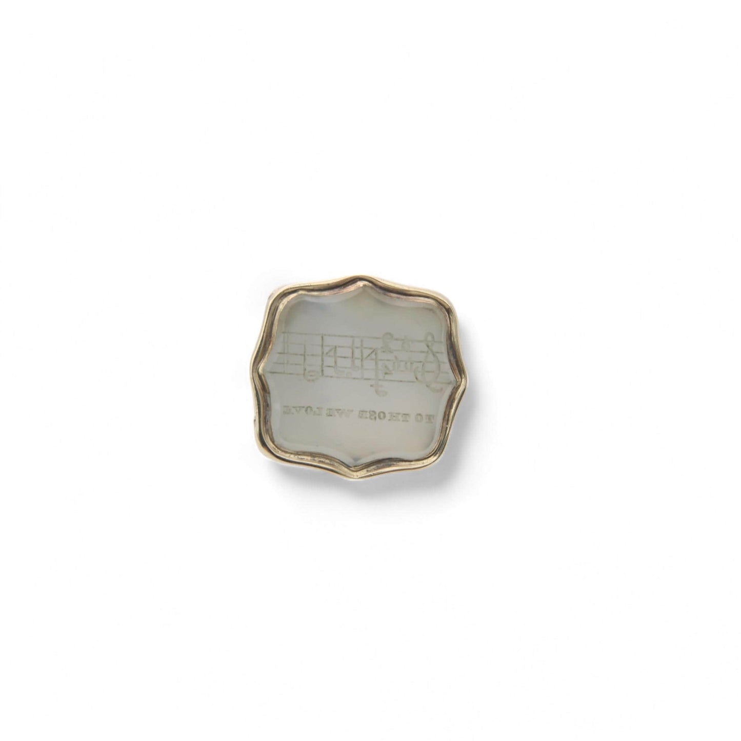 Antique 15ct Gold Georgian Musical Crest "To Those We Love" Intaglio Pendant