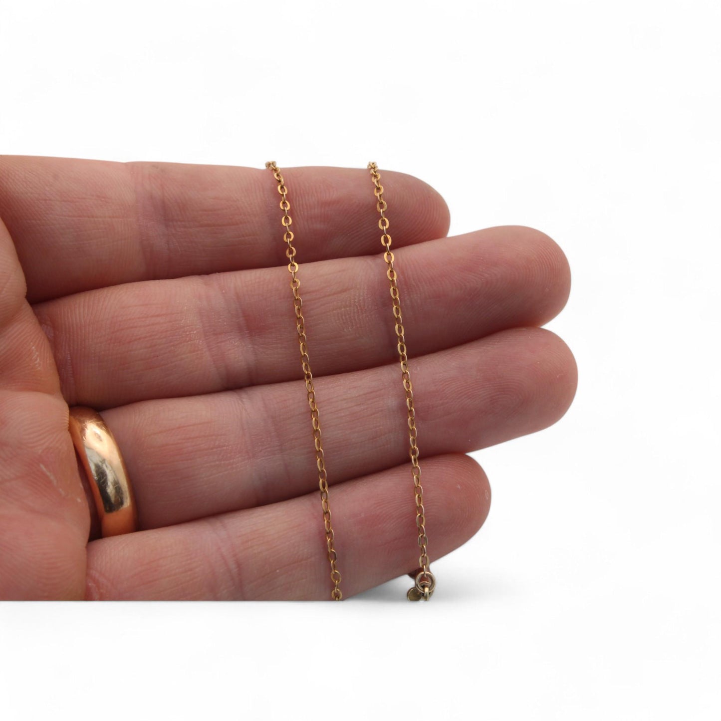 Antique 9ct Gold Dainty Rolo Link Necklace, 16.8"