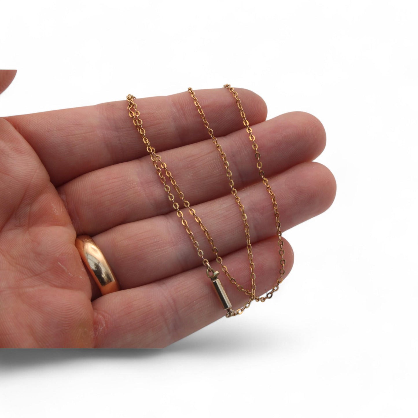 Antique-9ct-Gold-Dainty-Rolo-Link-Necklace,-16.8"