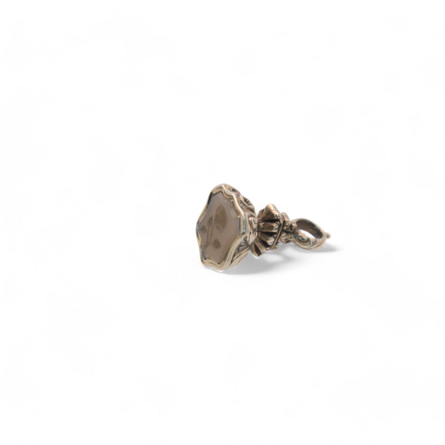 Antique 9ct Gold Intaglio Rose Crest Pendant Charm