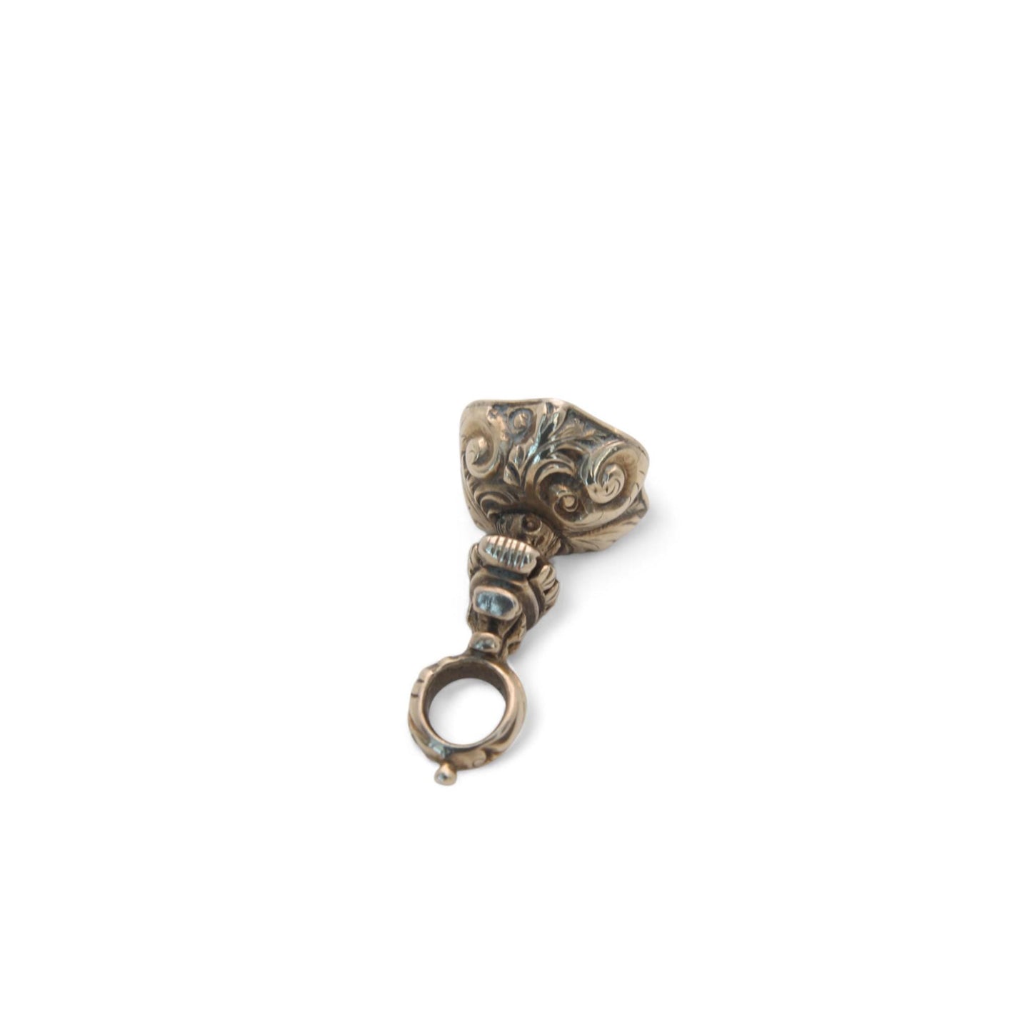 Antique 9ct Gold Intaglio Rose Crest Pendant Charm
