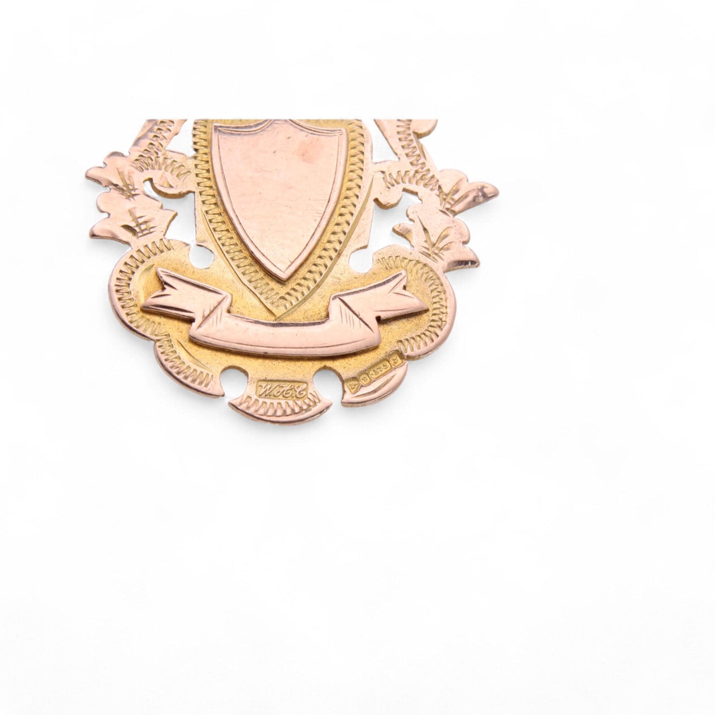 Antique 9ct Gold Decorative Shield Pendant