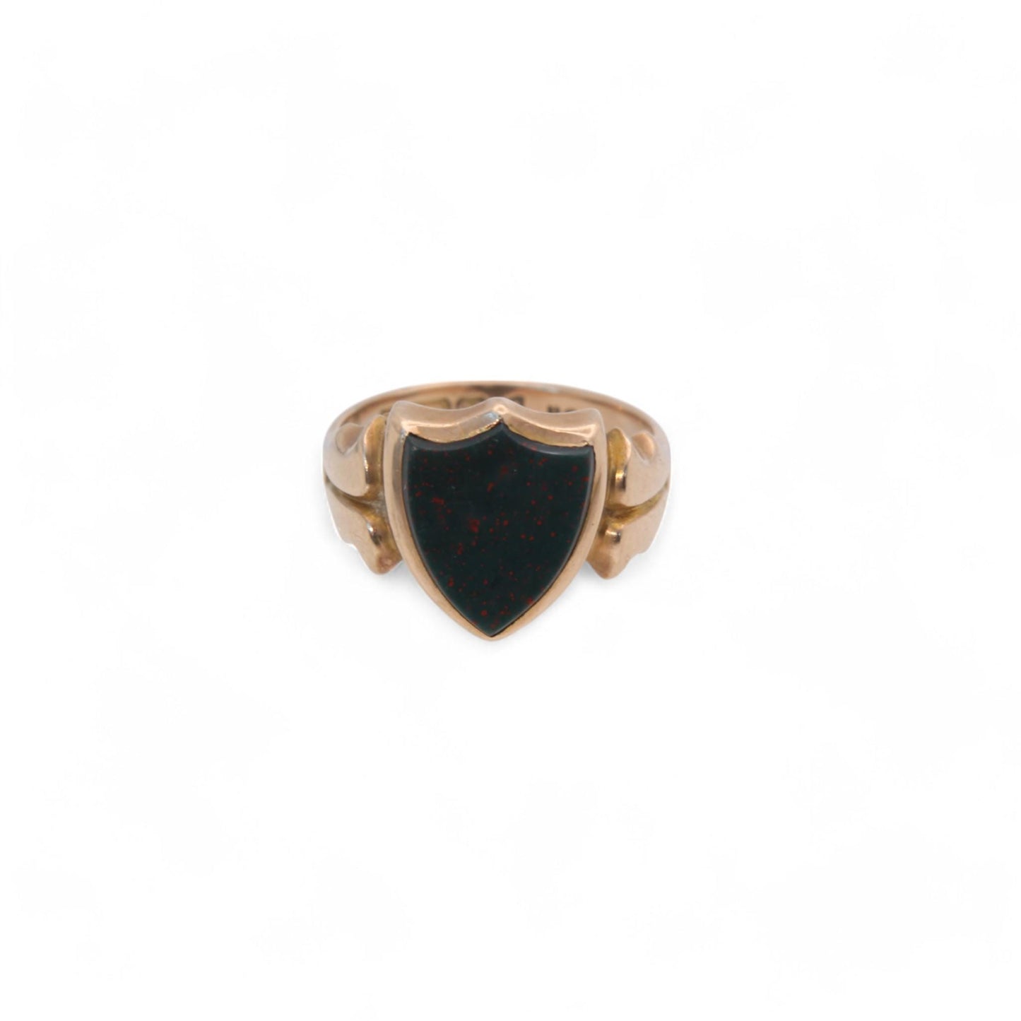 Antique 15ct Gold Bloodstone Shield Signet Ring, 1900