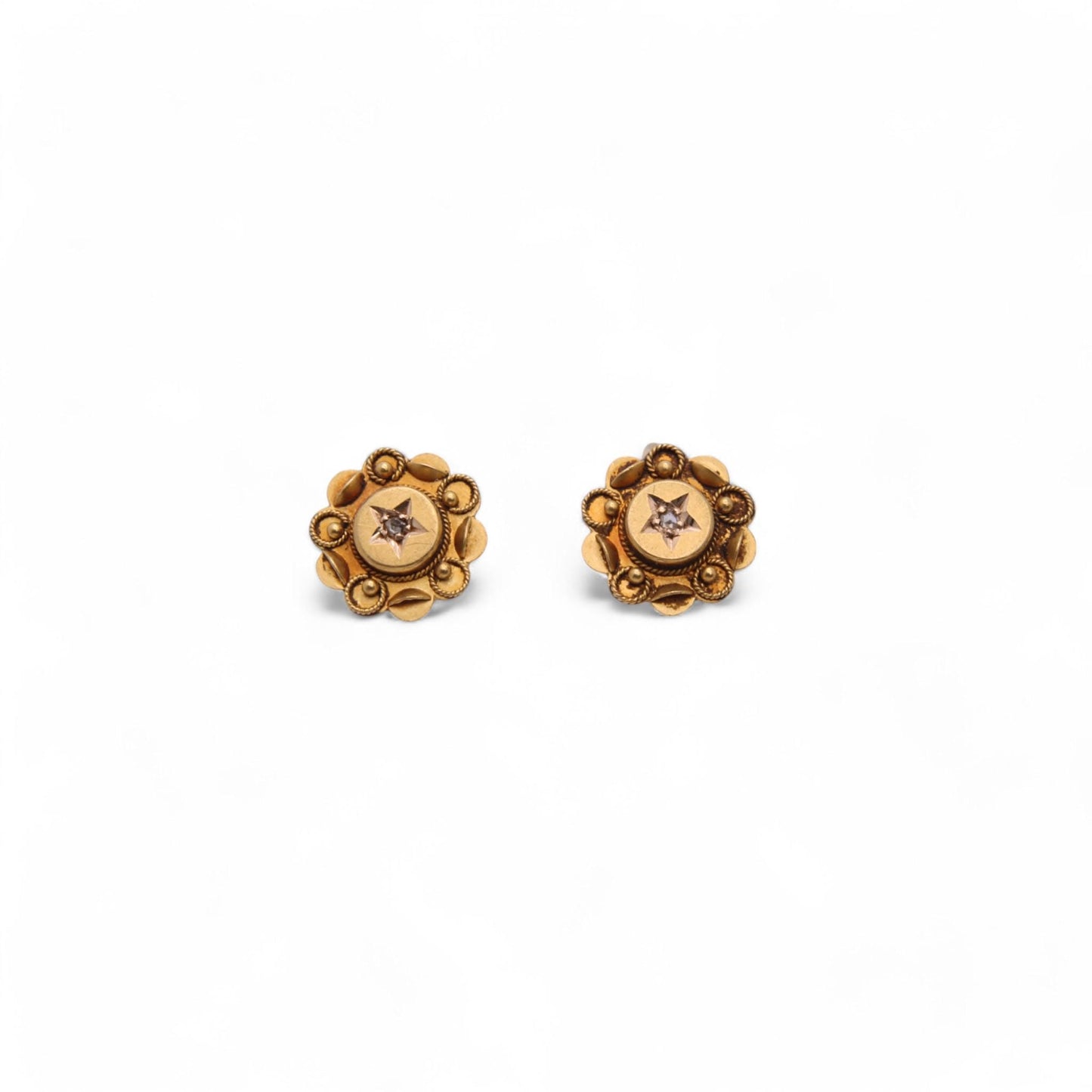 Antique 15ct Gold Diamond Filigree Earrings