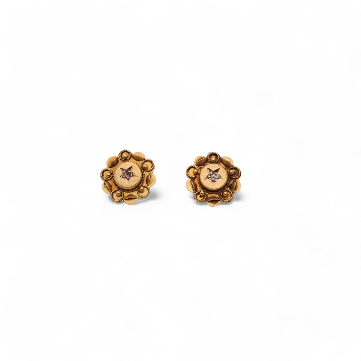 Antique 15ct Gold Diamond Filigree Earrings