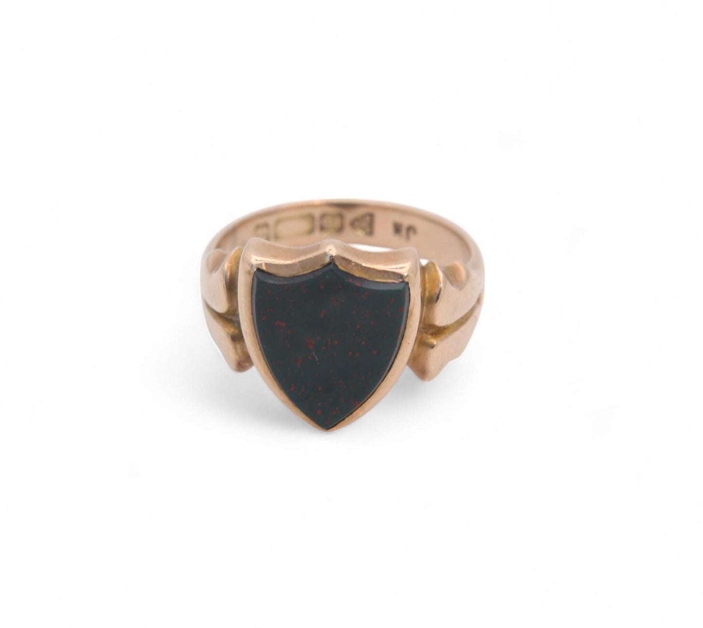 Antique 15ct Gold Bloodstone Shield Signet Ring, 1900