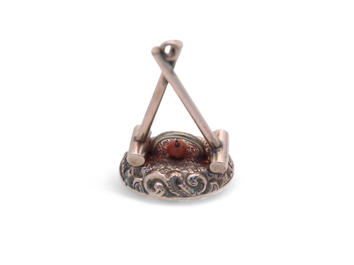 Antique 9ct Gold Croquet Game Coral Pendant