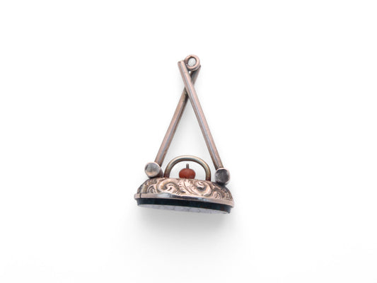 Antique 9ct Gold Croquet Game Coral Pendant