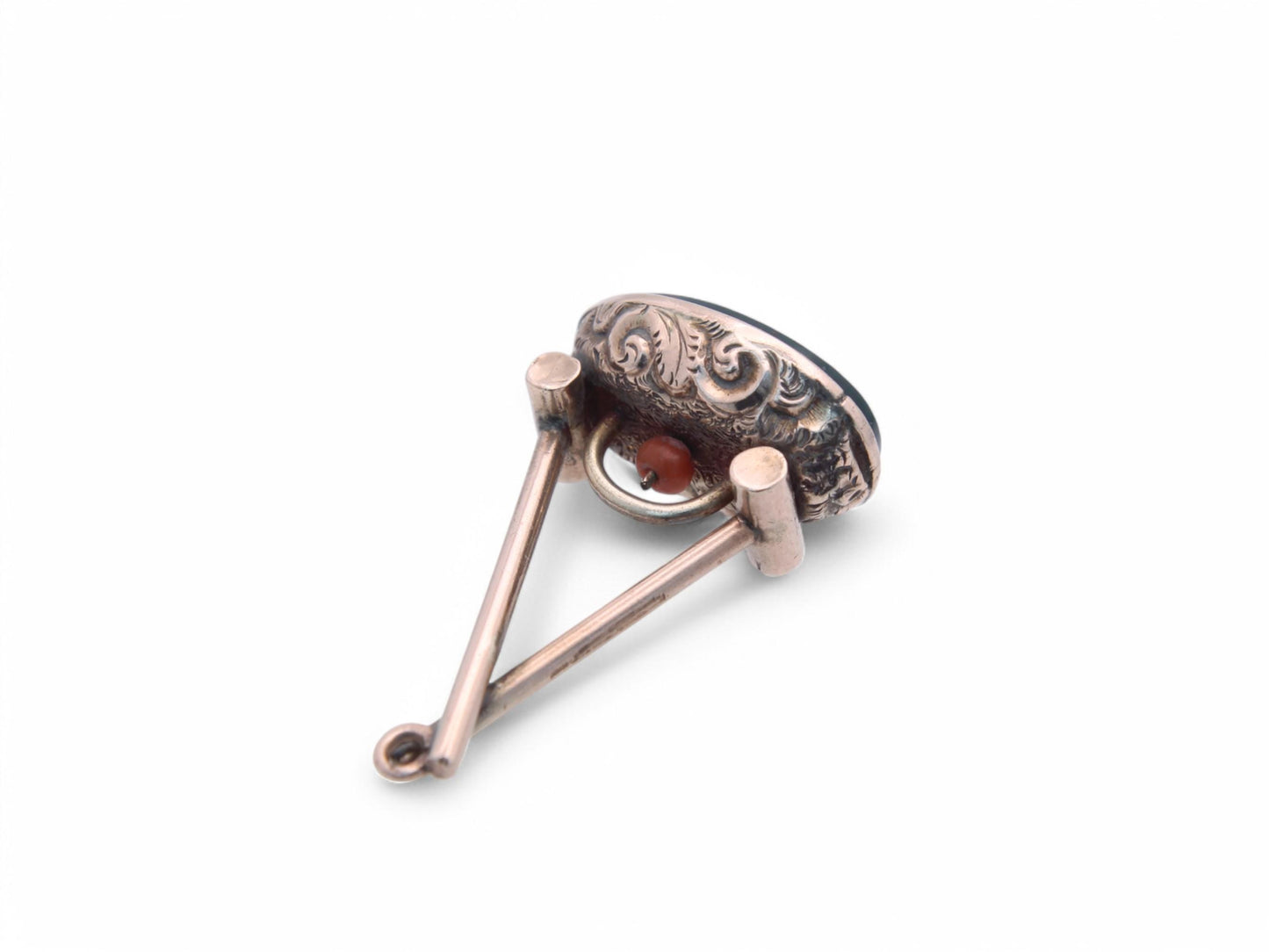 Antique 9ct Gold Croquet Game Coral Pendant