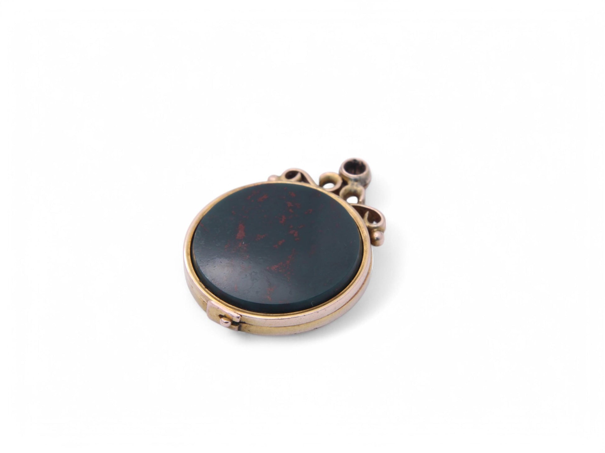 Antique-9ct-Gold-Bloodstone-Locket-Pendant,-1908