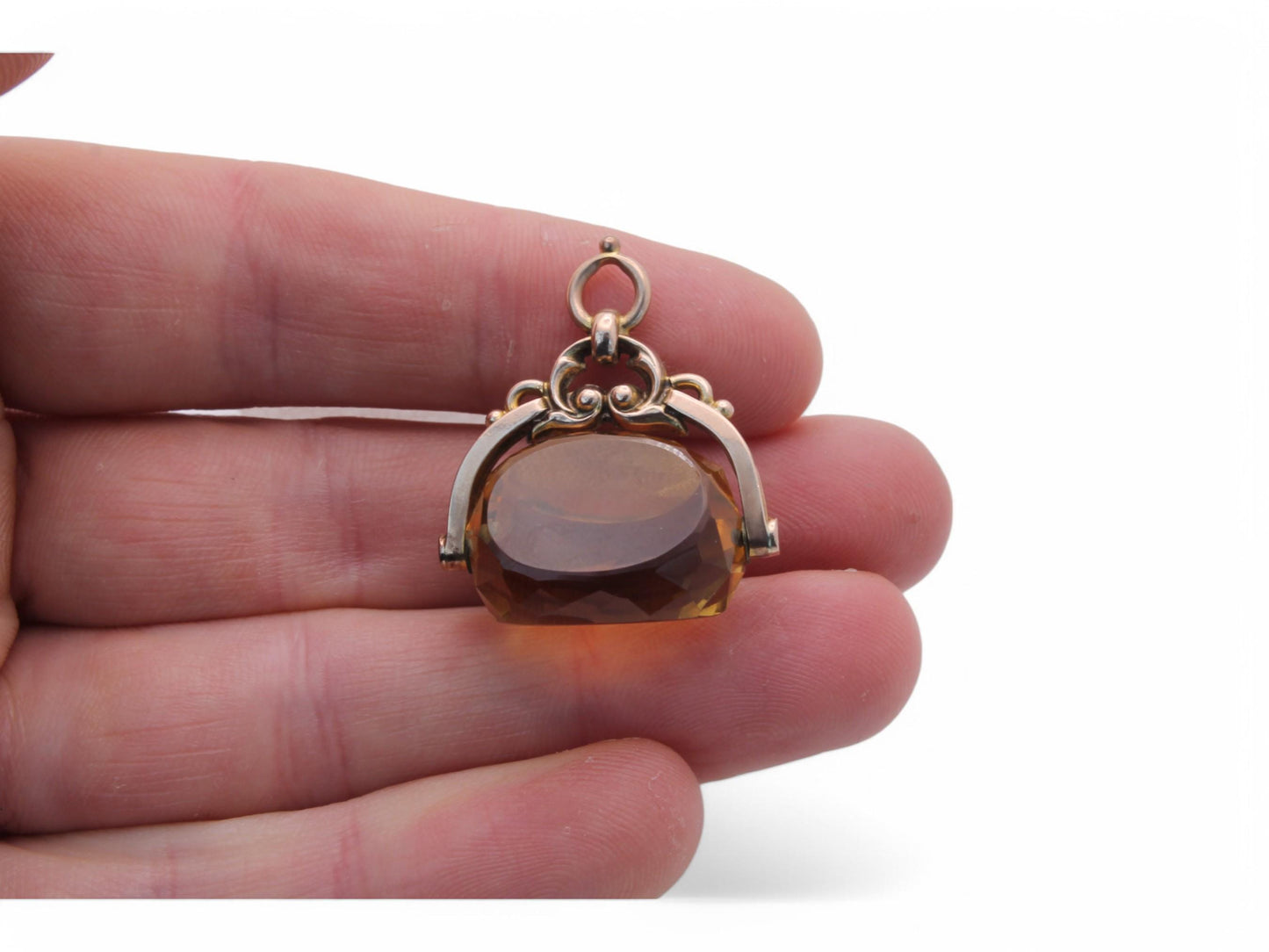 Antique-9ct-Gold-Citrine-Spinner-Pendant