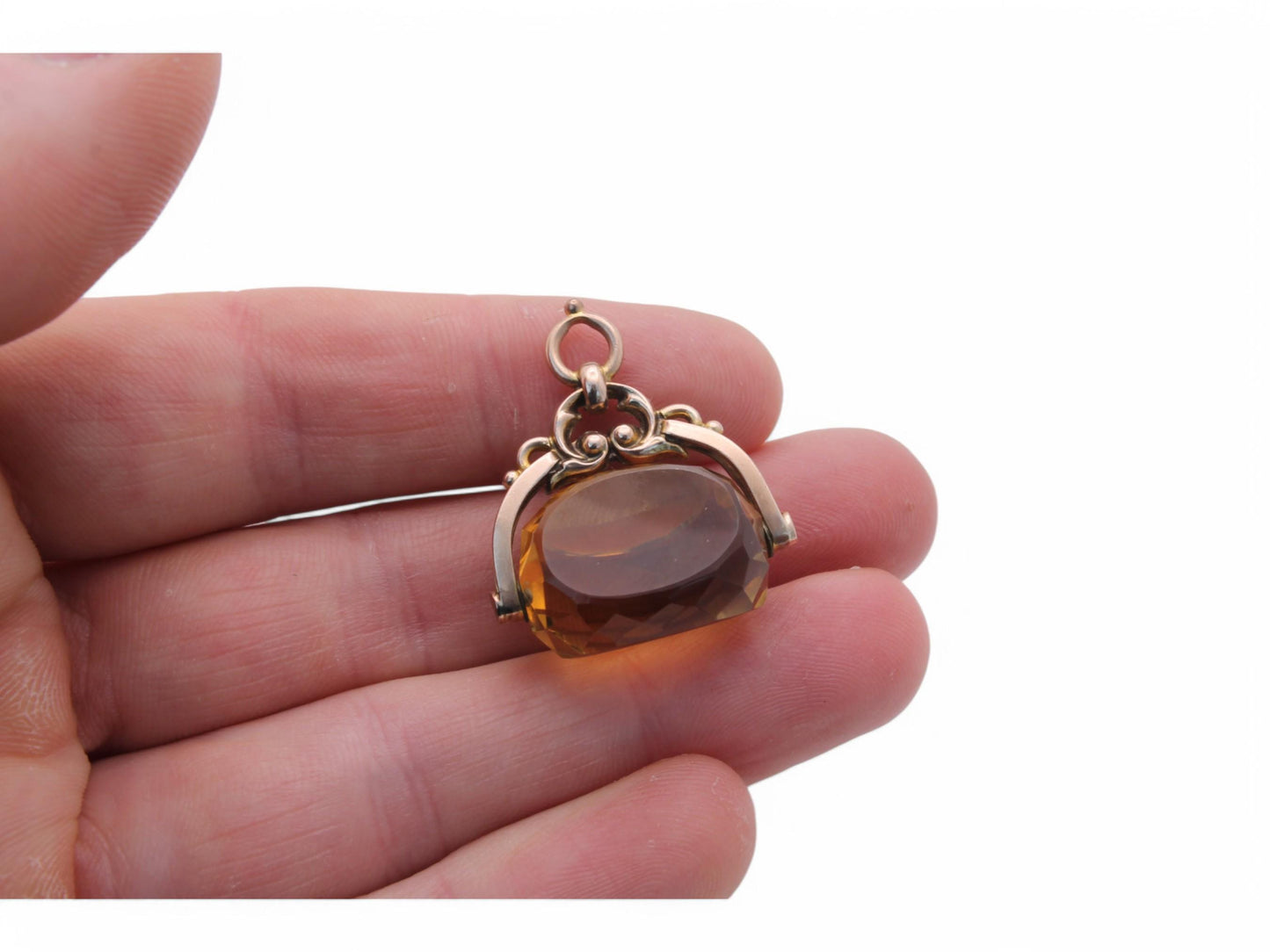 Antique 9ct Gold Citrine Spinner Pendant