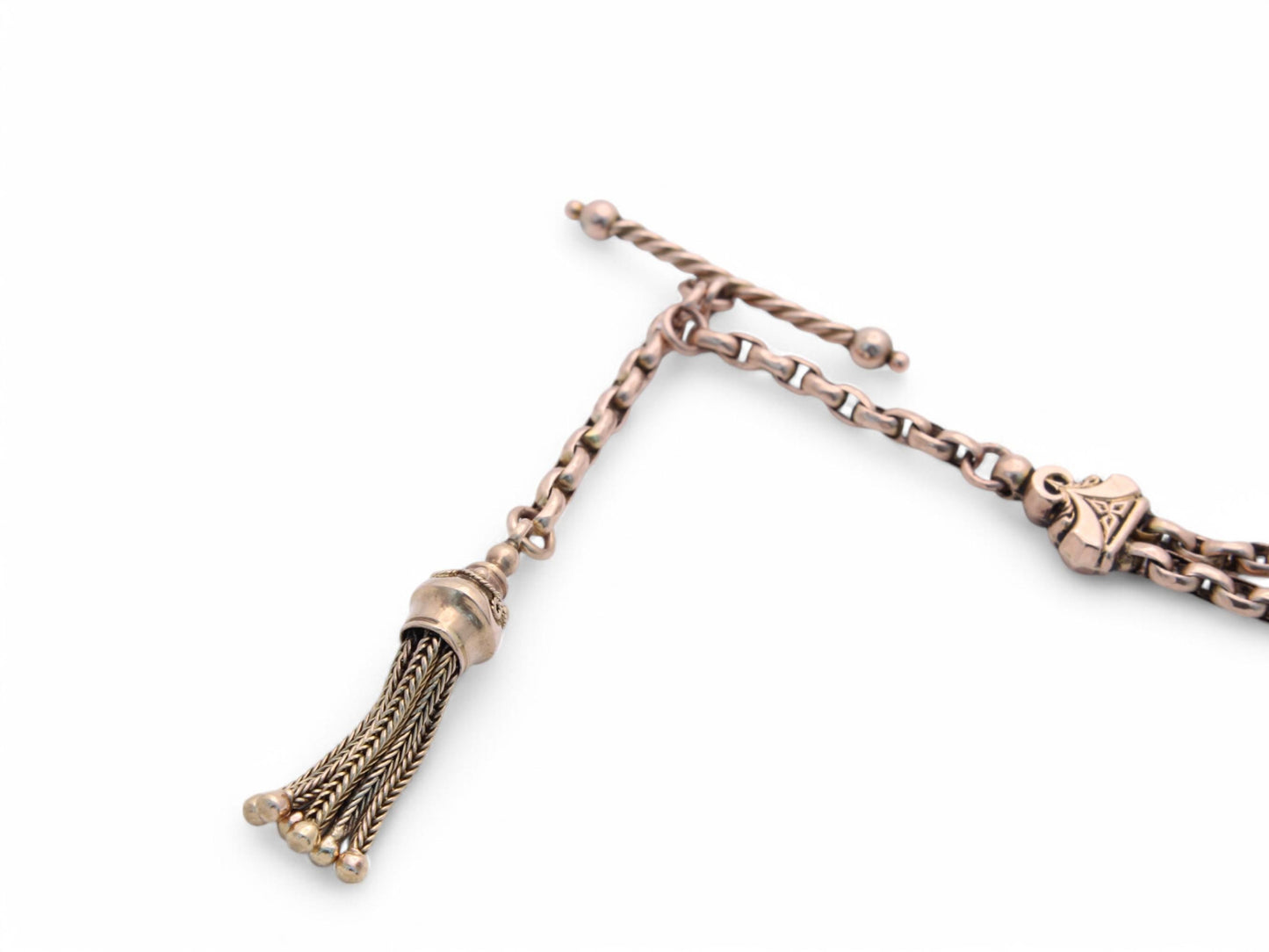 RESERVED - Antique 9ct Gold Albertina Tassel Bracelet, 8"