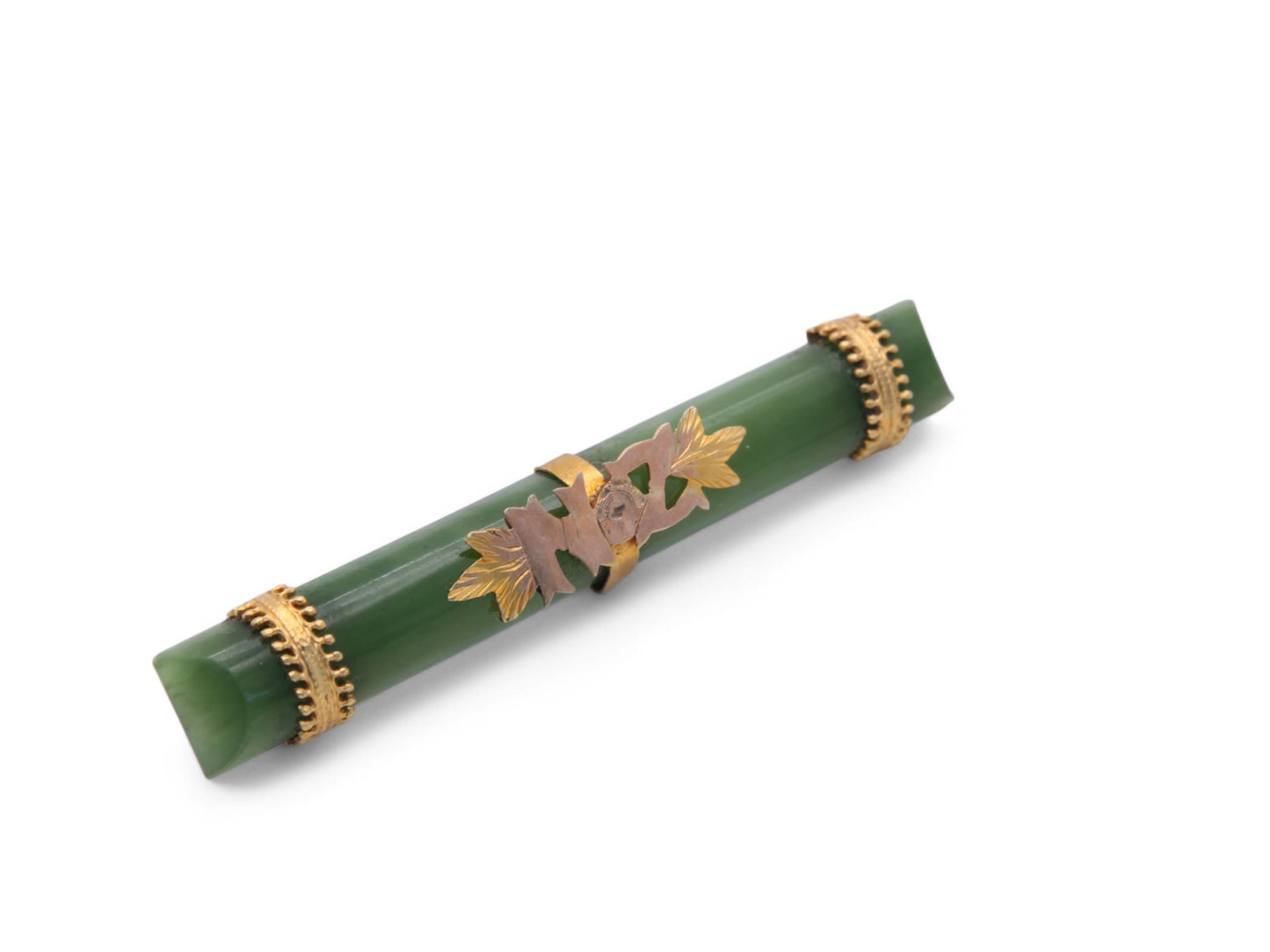 Antique 9ct Gold New Zealand Nephrite Brooch