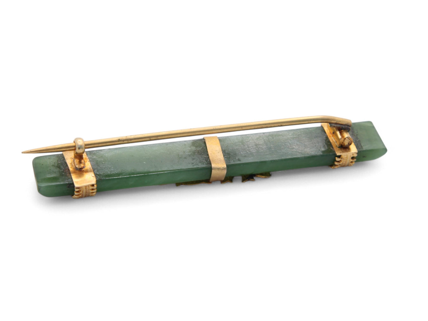 Antique 9ct Gold New Zealand Nephrite Brooch