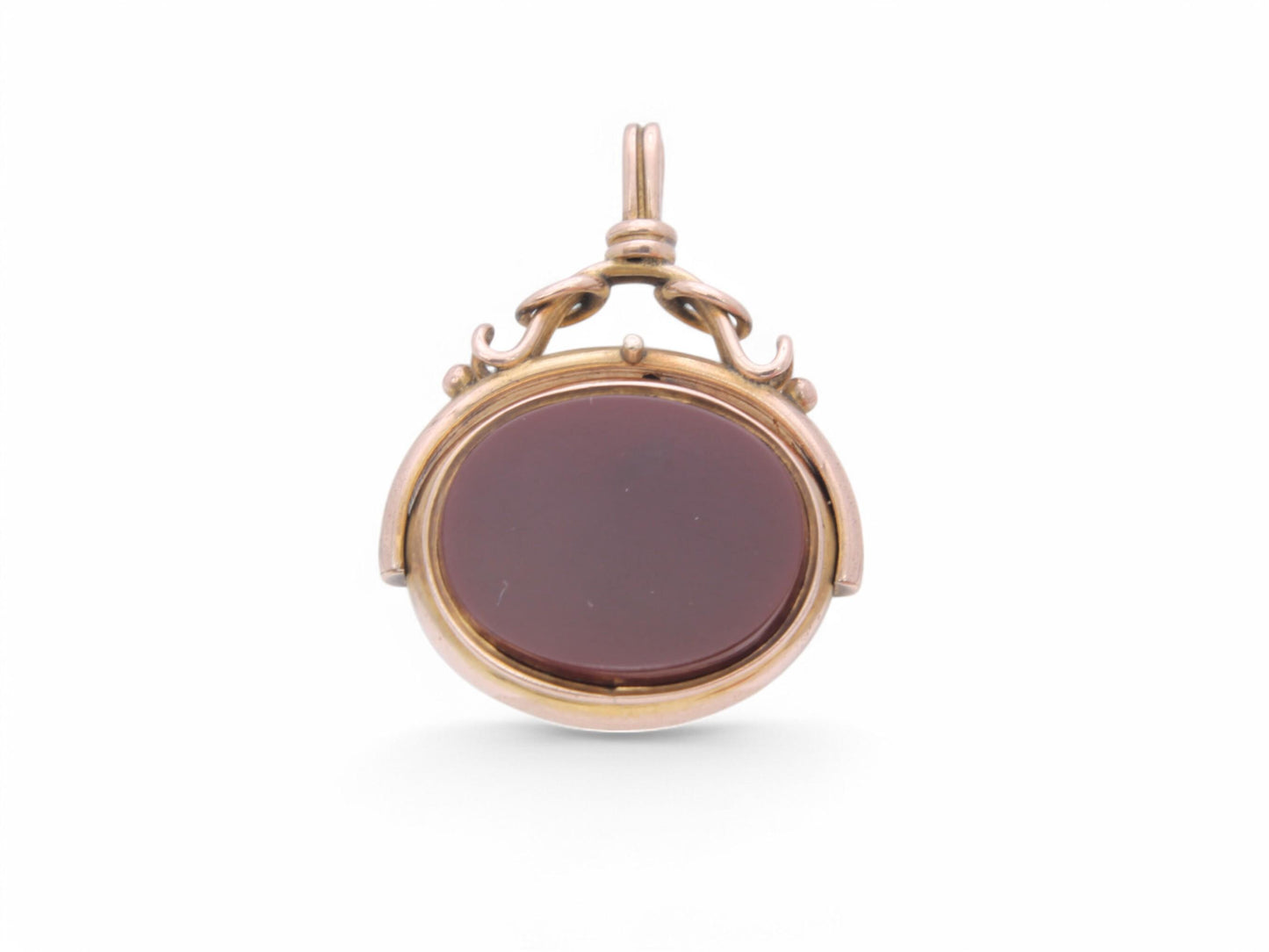 Antique 9ct Gold Bloodstone Carnelian Spinner Pendant
