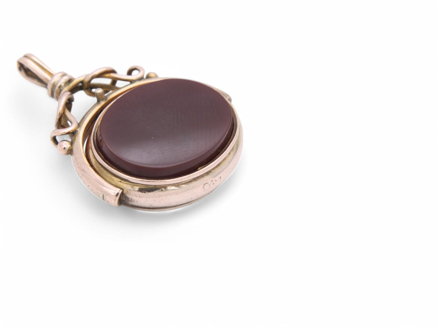 Antique 9ct Gold Bloodstone Carnelian Spinner Pendant