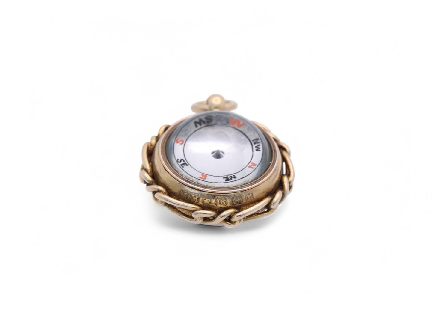 Antique 18ct Gold Bloodstone Compass Pendant, 1891