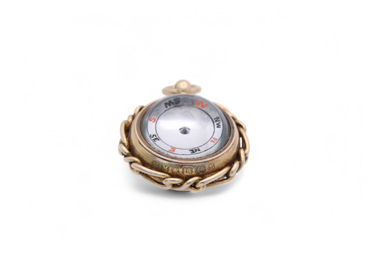 Antique 18ct Gold Bloodstone Compass Pendant, 1891