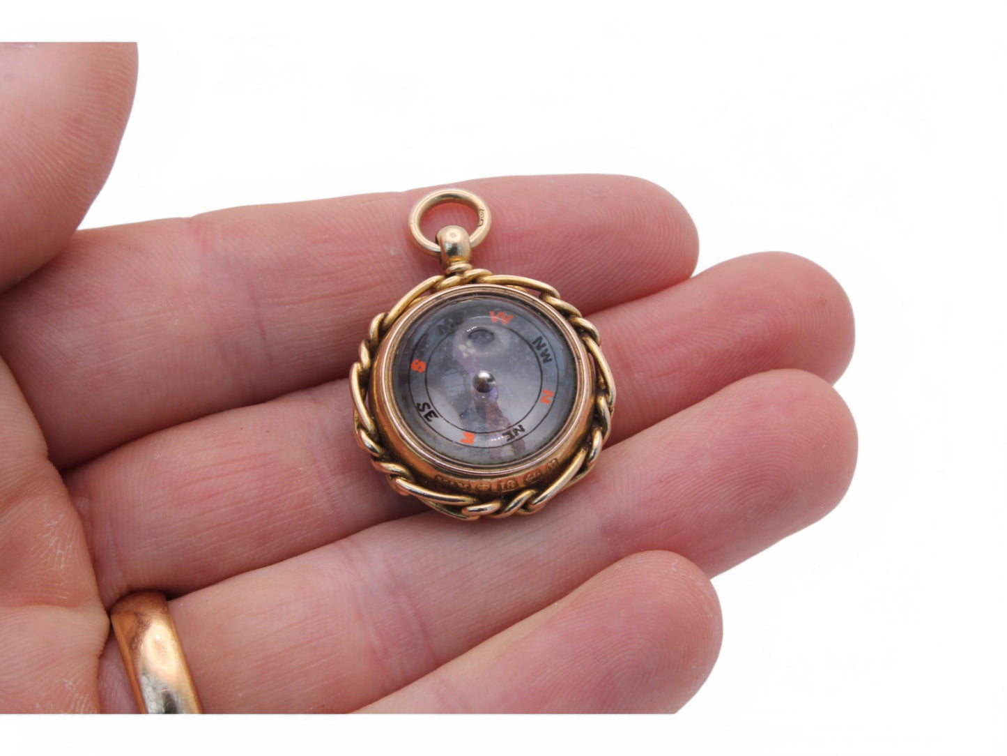 Antique 18ct Gold Bloodstone Compass Pendant, 1891
