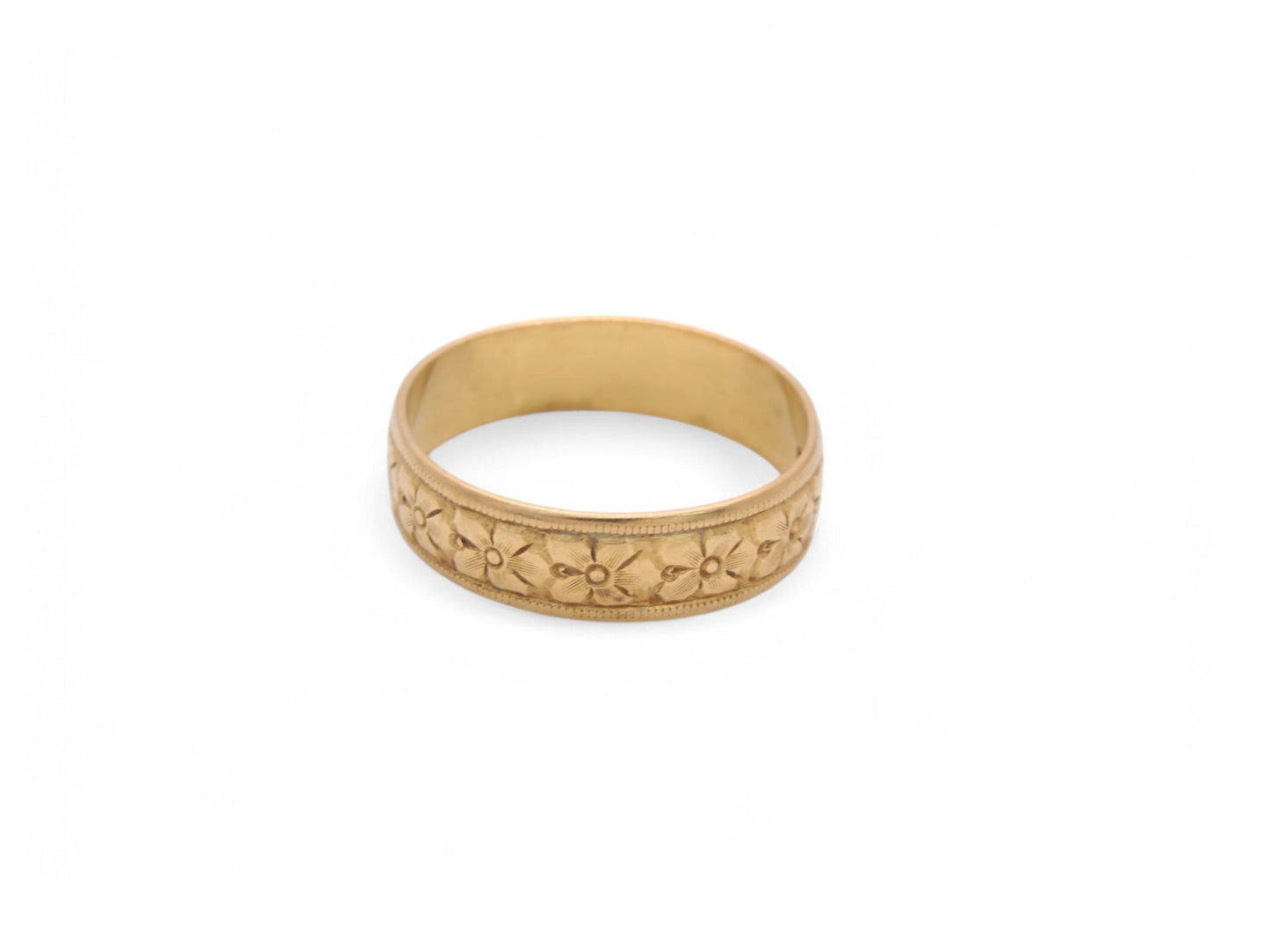 Antique 22ct Gold Forget Me Not Chased Ring, 1899