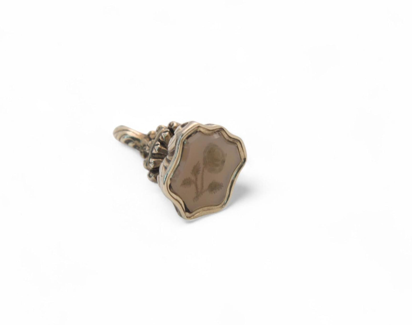 Antique 9ct Gold Intaglio Rose Crest Pendant Charm