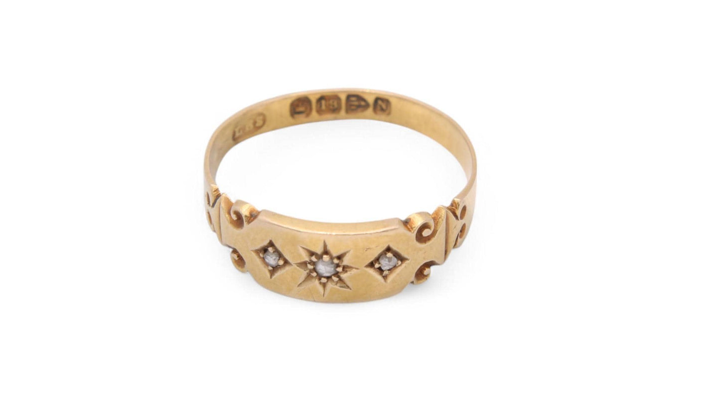 Antique 18ct Gold Diamond Gypsy Ring, 1896