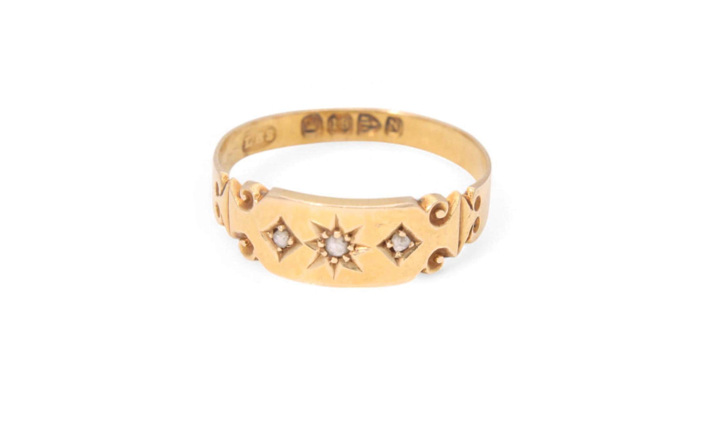 Antique 18ct Gold Diamond Gypsy Ring, 1896