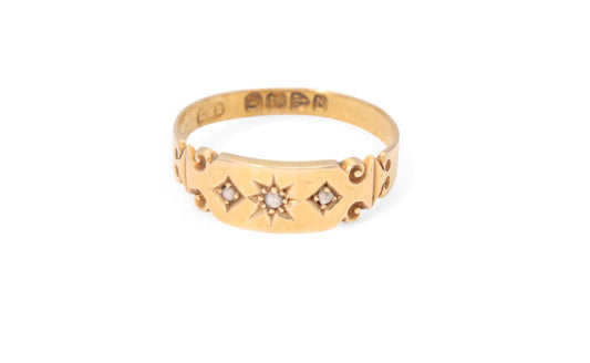 Antique 18ct Gold Diamond Gypsy Ring, 1896