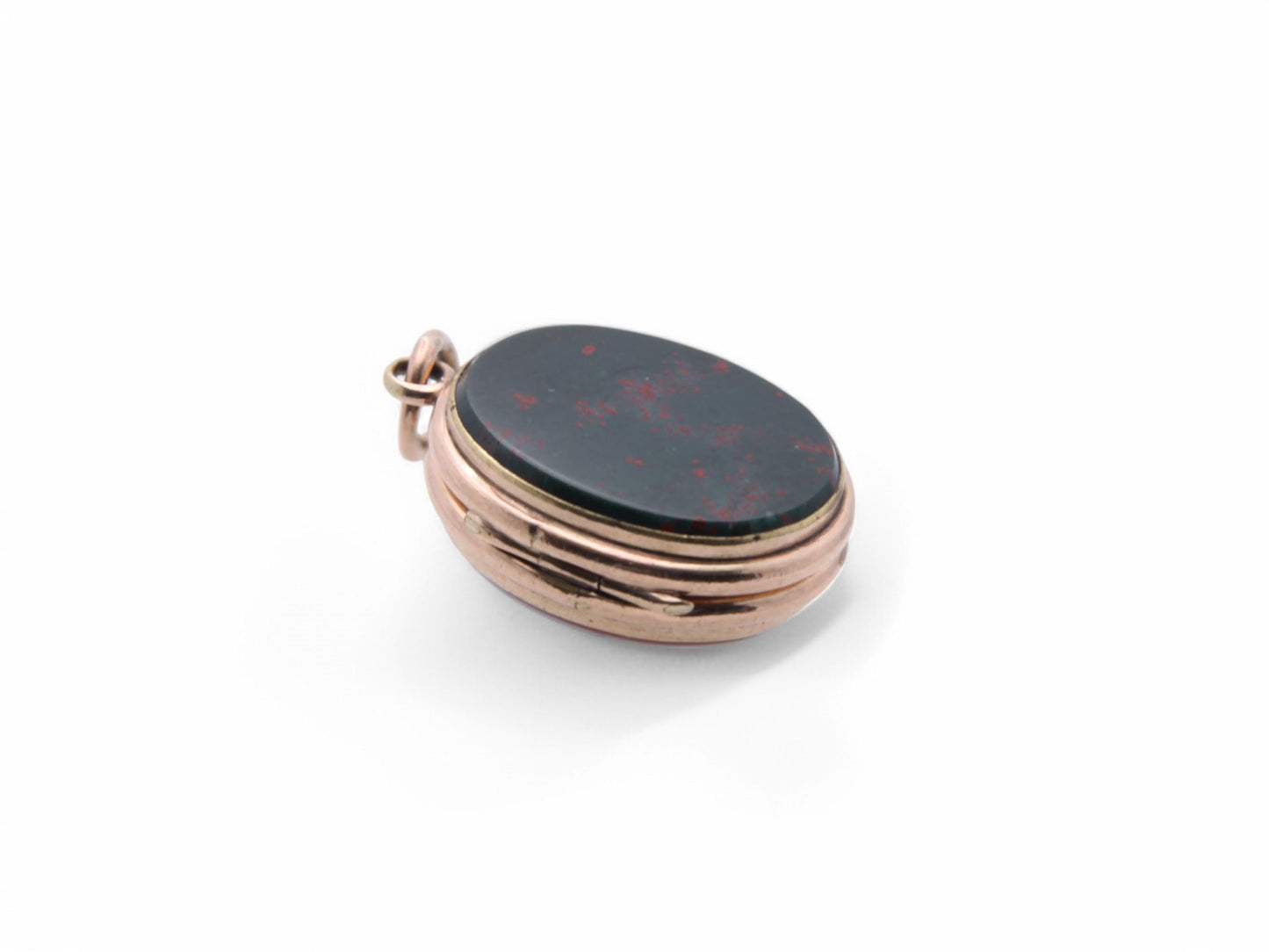 Antique 14ct Gold Bloodstone Lilac Agate Locket