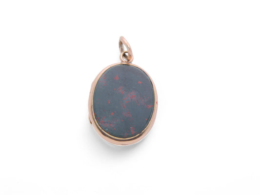 Antique 14ct Gold Bloodstone Lilac Agate Locket