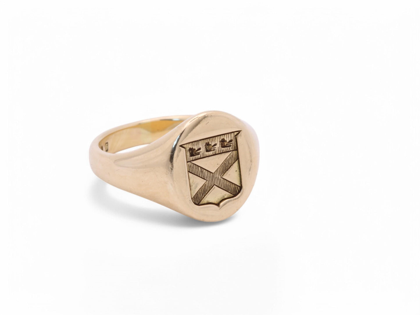 Antique 18ct Gold Intaglio Coat Of Arms Wolf Crest Signet Ring, 1873