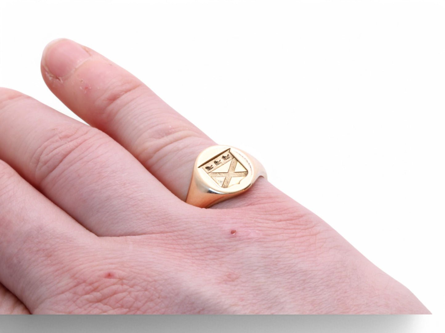 Antique 18ct Gold Intaglio Coat Of Arms Wolf Crest Signet Ring, 1873