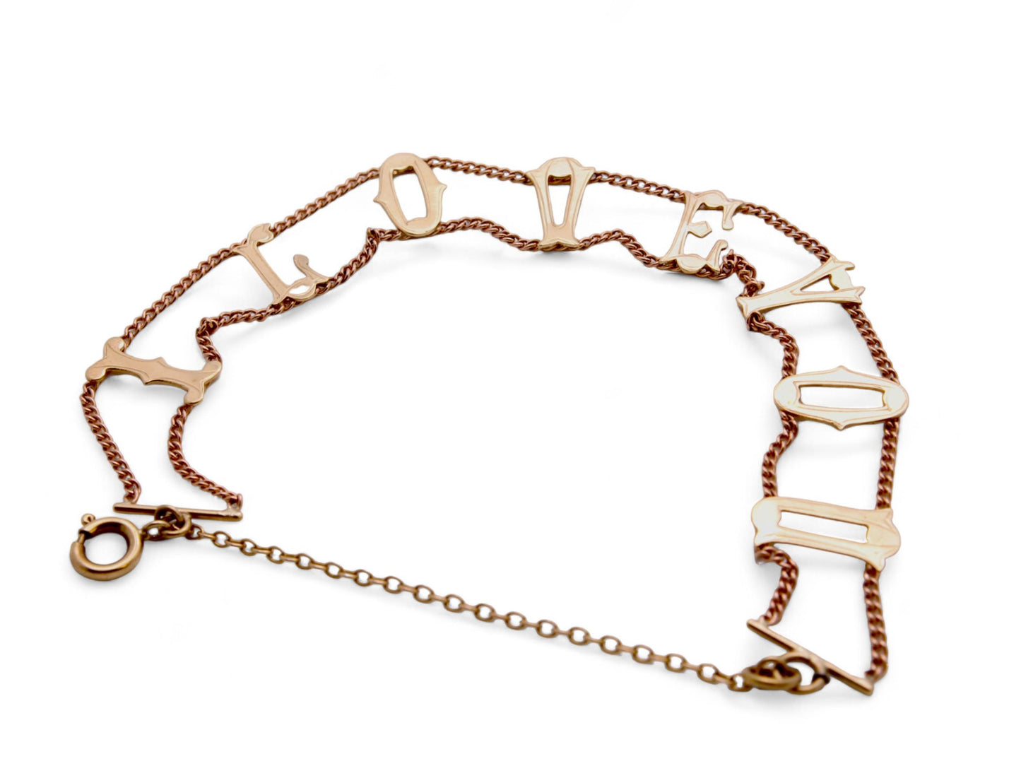 Vintage 9ct Gold I Love You Bracelet, 7.25"