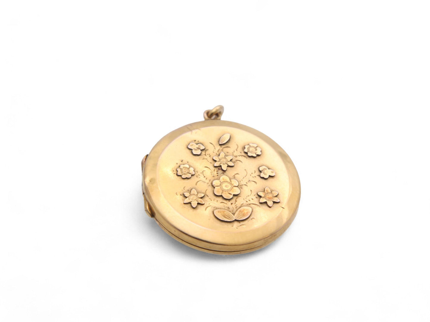 Antique 9ct Gold Applied Forget Me Not Flower Locket