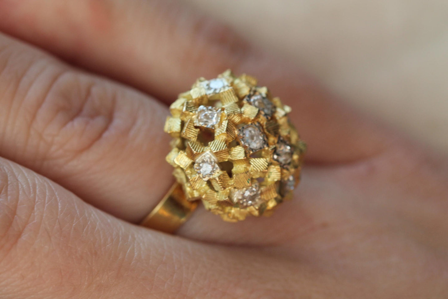 Vintage 18ct Gold John Donald Diamond Cluster Ring