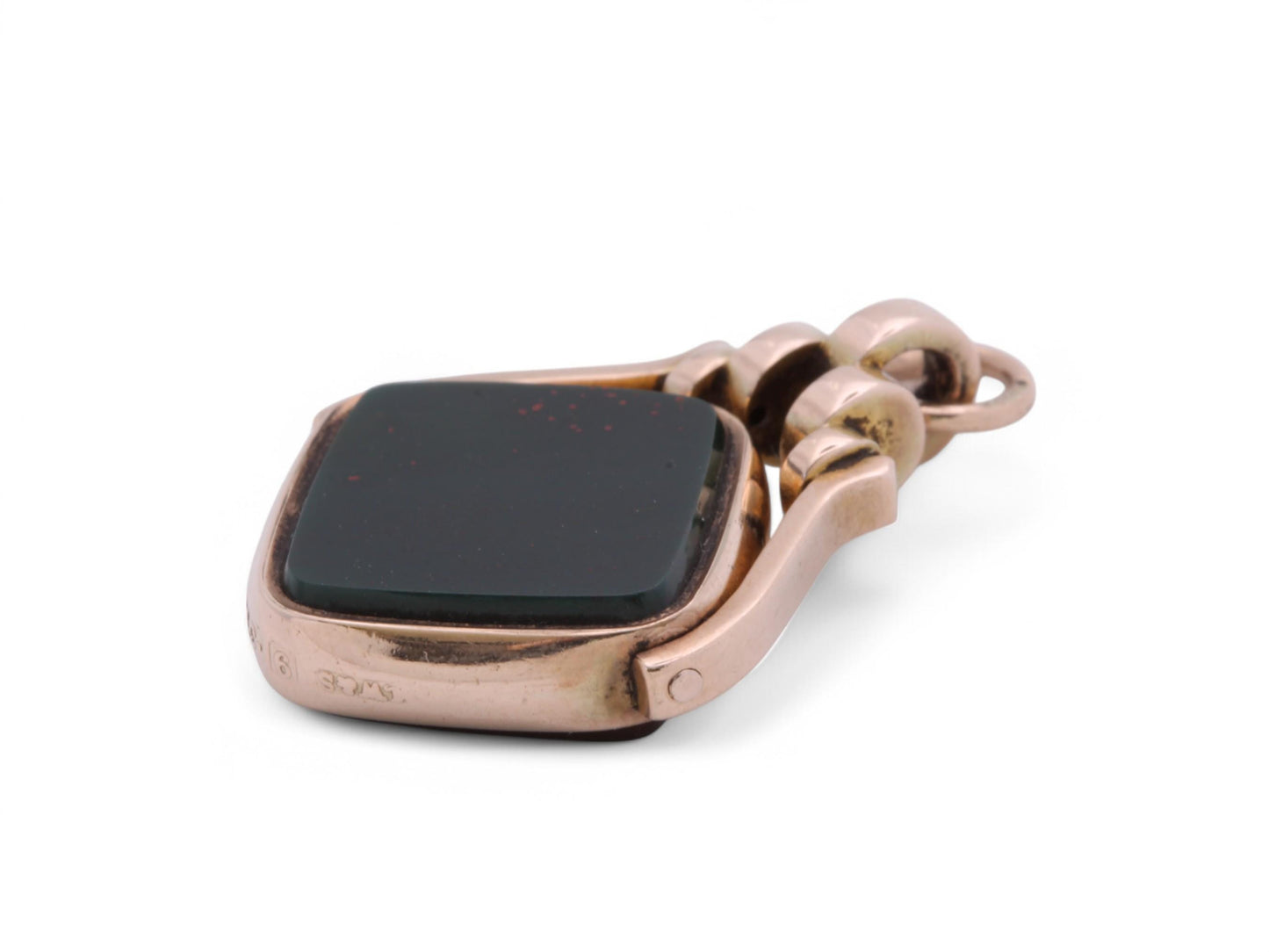 Antique 9ct Gold Bloodstone & Carnelian Spinner Pendant