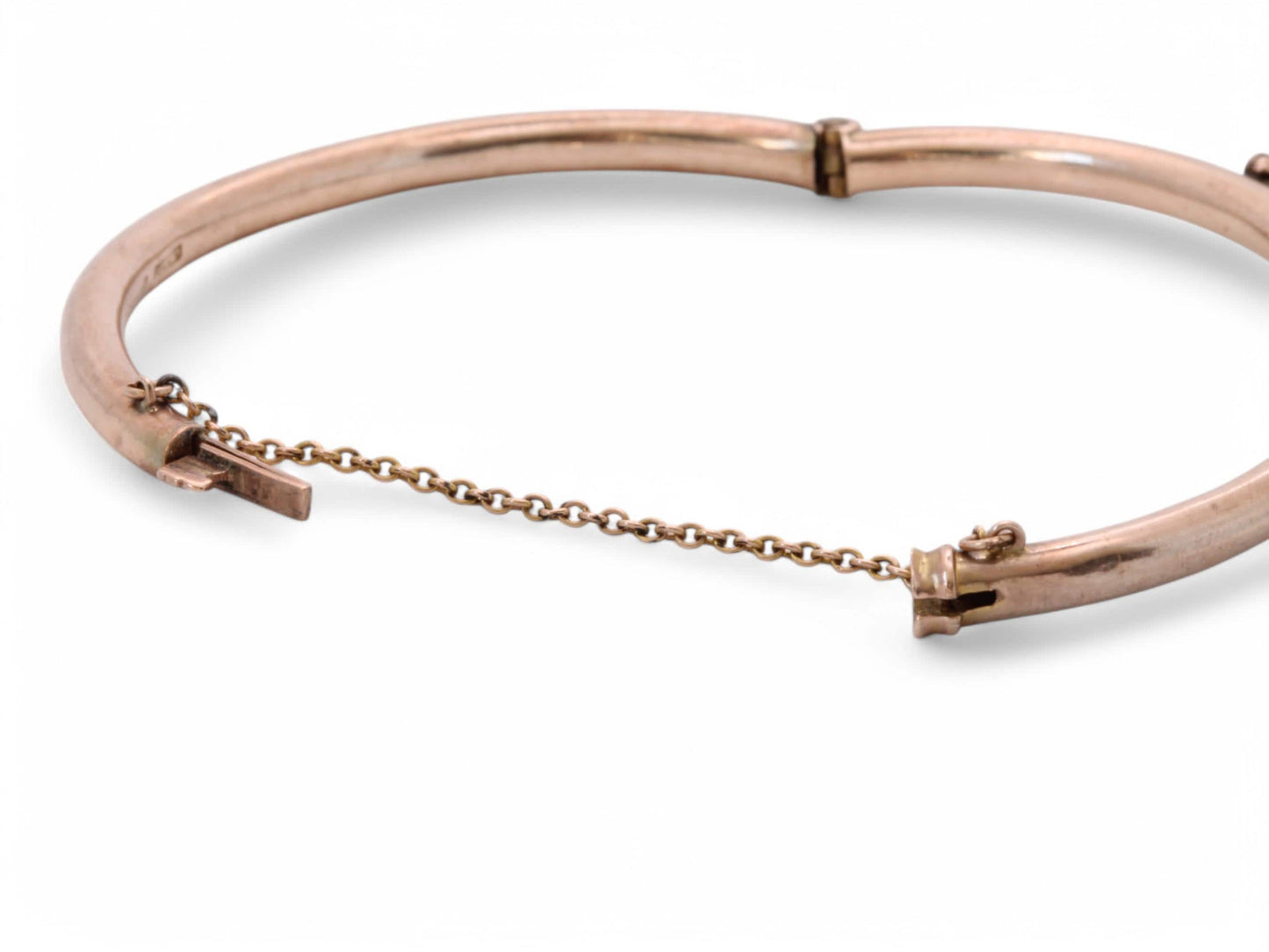 Antique 9ct Gold Ruby Pearl Bangle, 6"