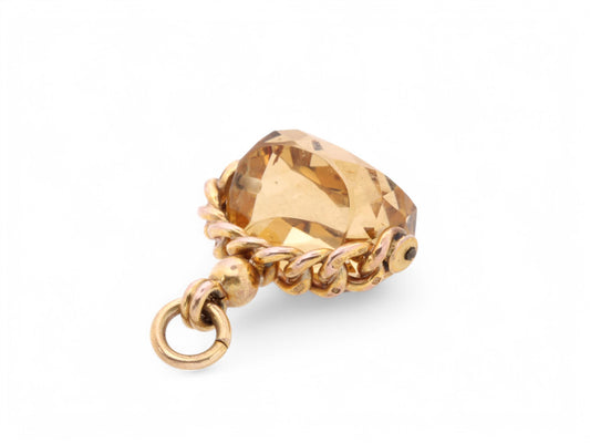 Antique 9ct Gold Faceted Citrine Spinner Pendant