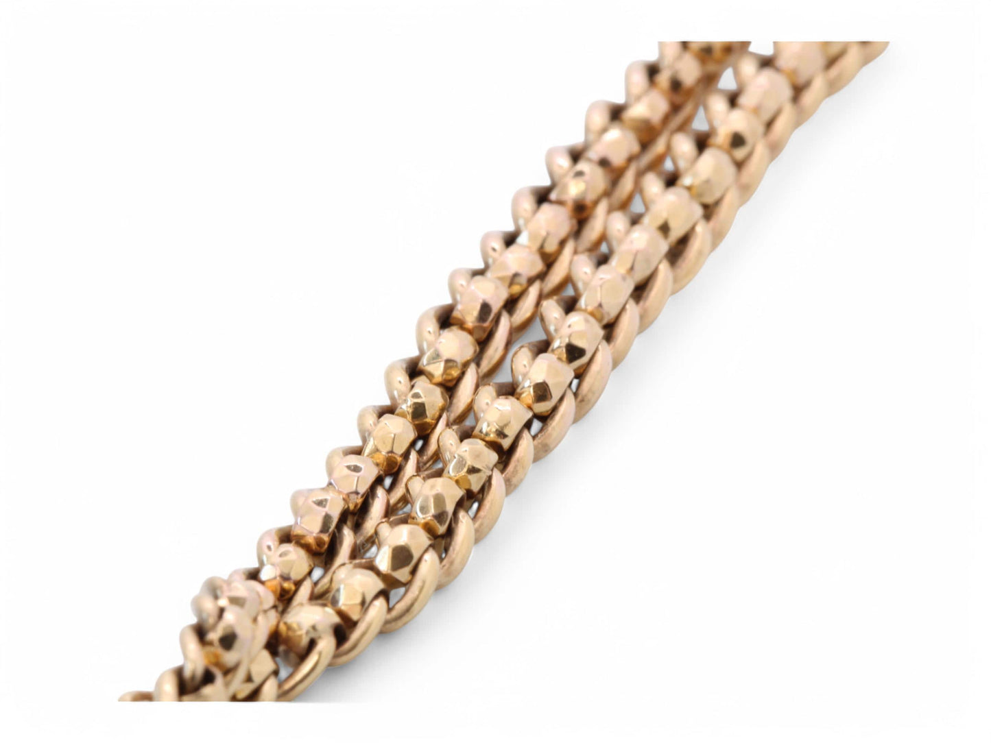 Antique 9ct Gold Faceted Roller Ball Albert Chain Necklace, 14.5"