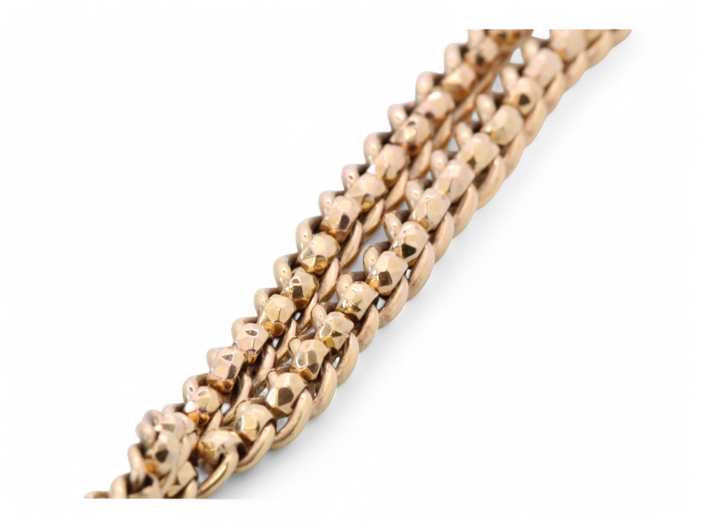 Antique 9ct Gold Faceted Roller Ball Albert Chain Necklace, 14.5"