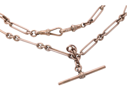 Antique 9ct Gold Trombone Link Albert Chain Necklace, 14.5"