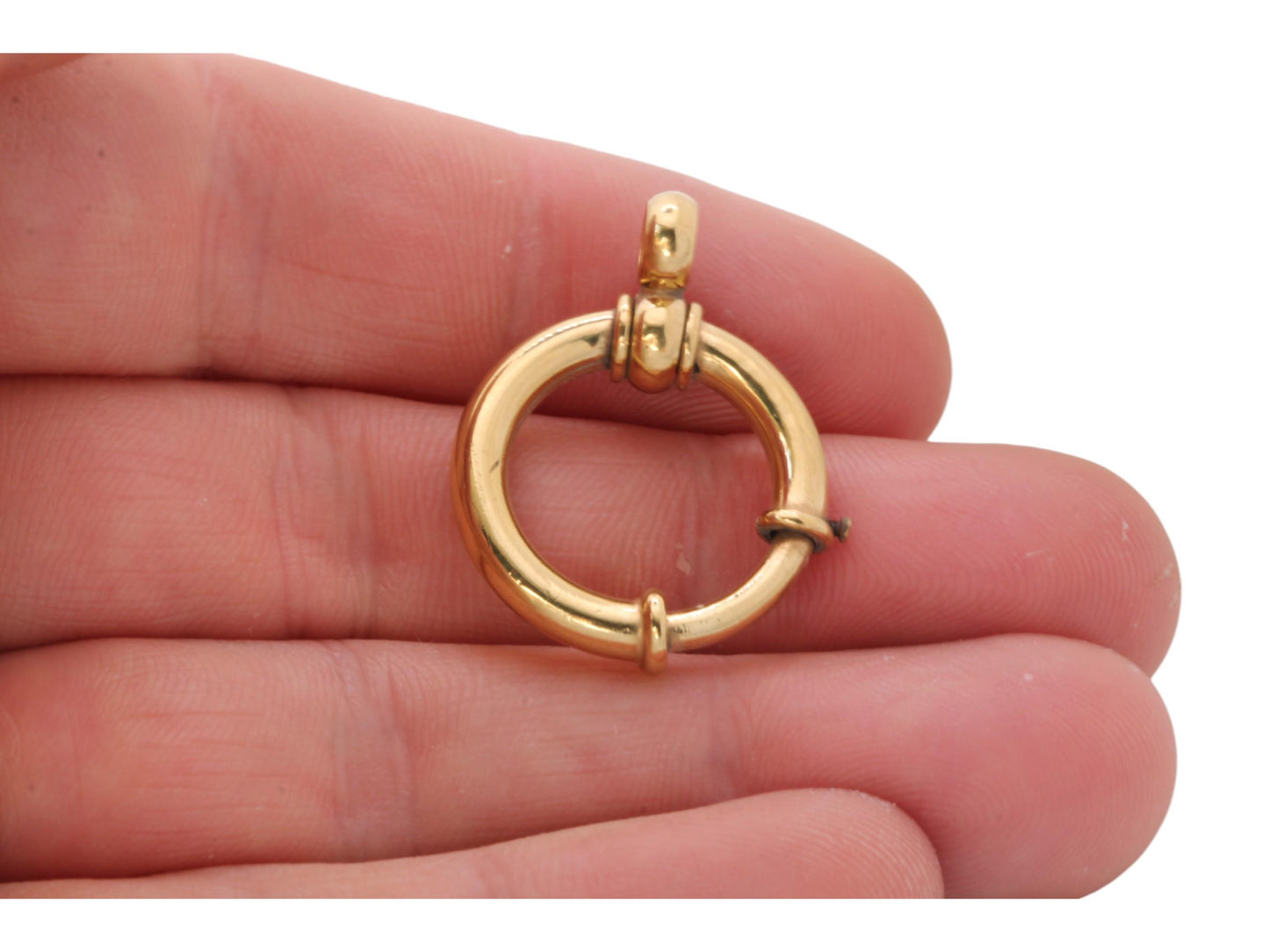 Antique Large 9ct Rolled Gold Bolt Spring Clasp Ring, 22mm