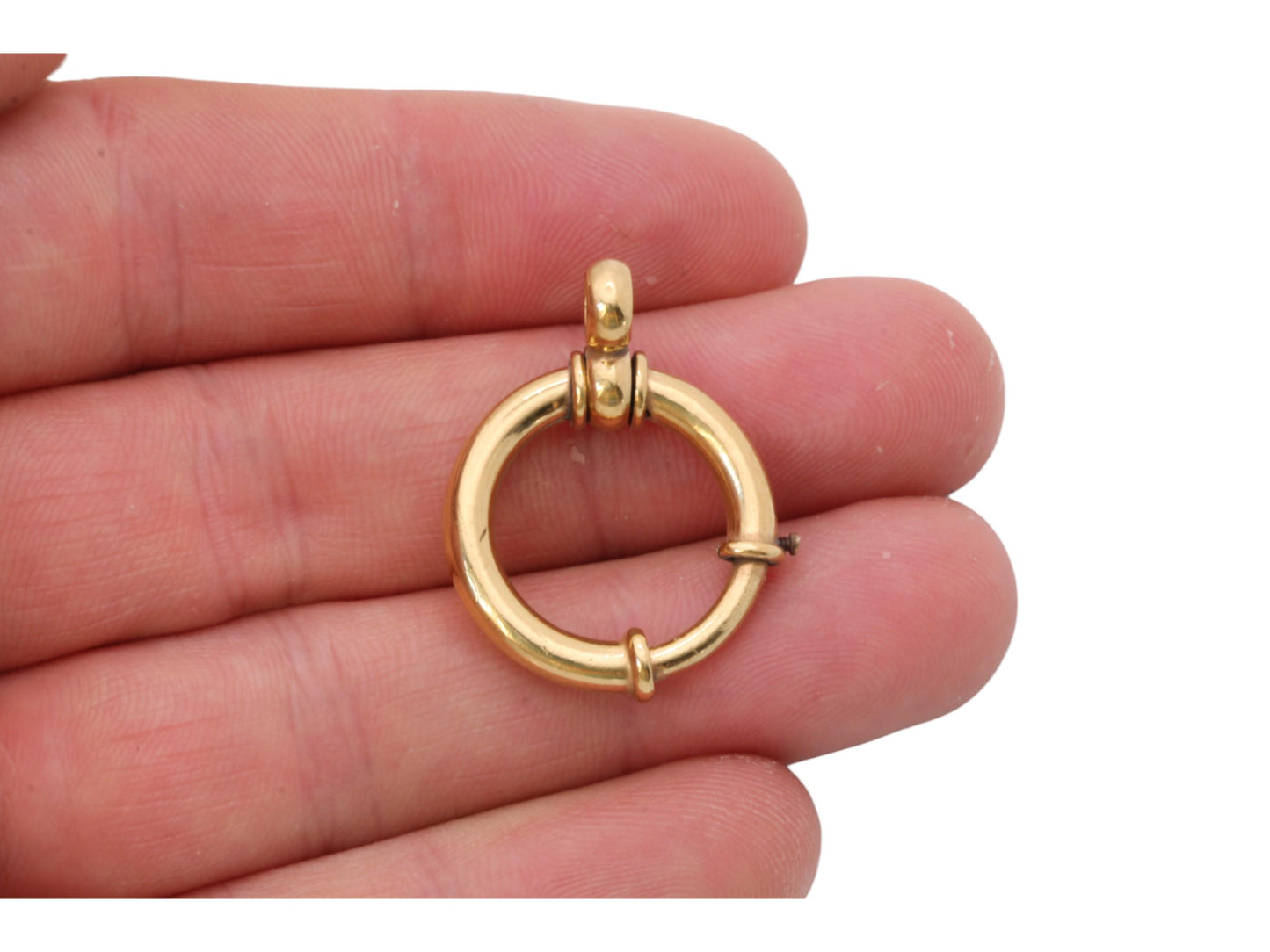 Antique Large 9ct Rolled Gold Bolt Spring Clasp Ring, 22mm