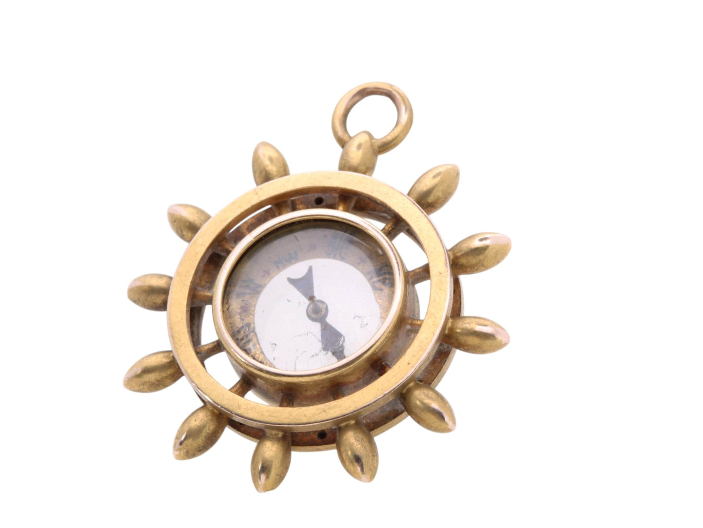 Antique 9ct Gold Ships Wheel Compass