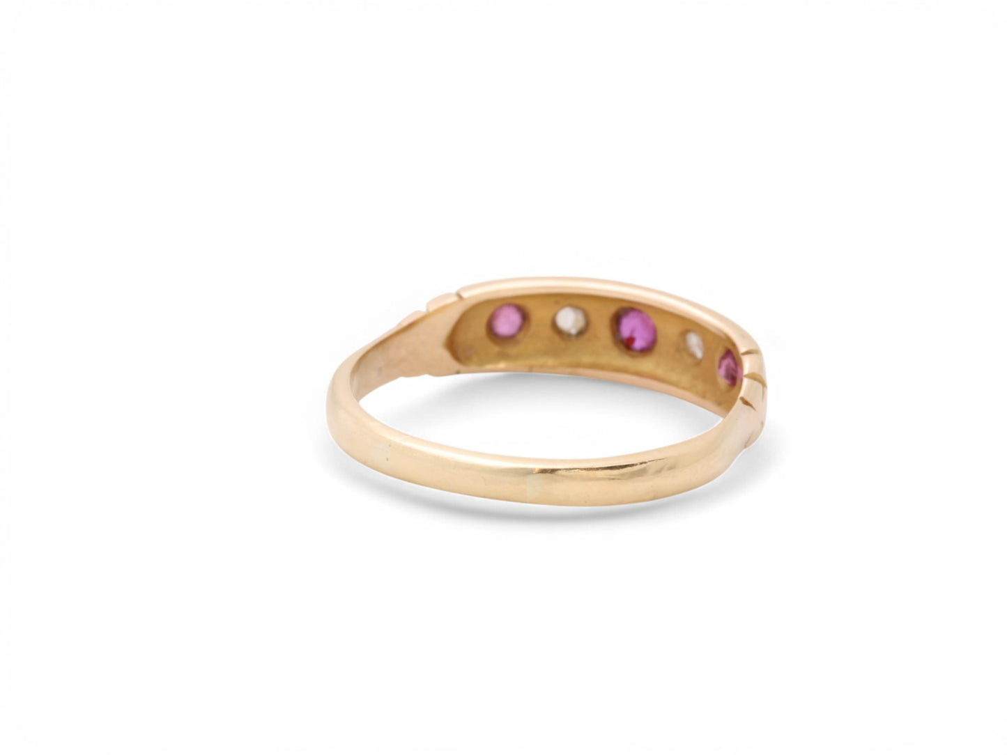 Antique 18ct Gold Ruby Diamond Gypsy Ring