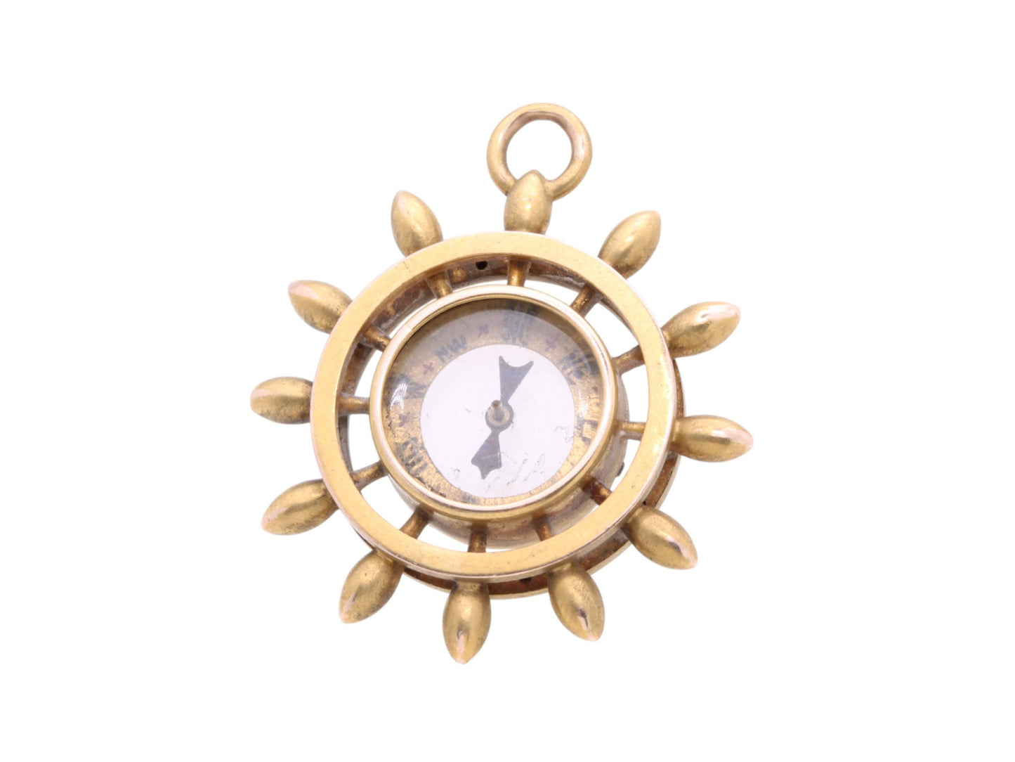Antique 9ct Gold Ships Wheel Compass