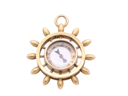 Antique 9ct Gold Ships Wheel Compass