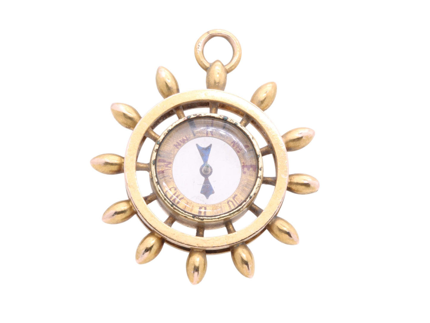 Antique 9ct Gold Ships Wheel Compass