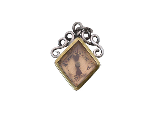Antique Sterling Silver Lozenge Shaped Compass, 1913
